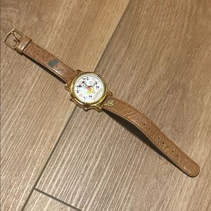 Classic Gold and Brown Mickey Mouse Leather Watch